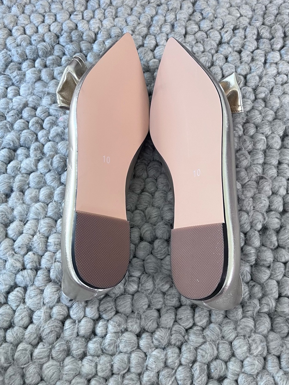 New Metallic Bow Pointed-Toe Flats - Gold - Picture 2 of 3